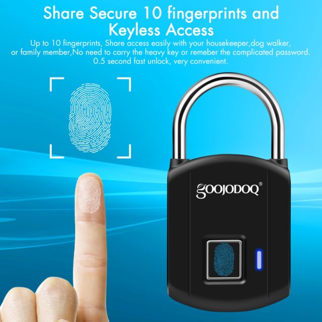 Smart Fingerprint Lock USB Charge Padlock Metal Security Keyless