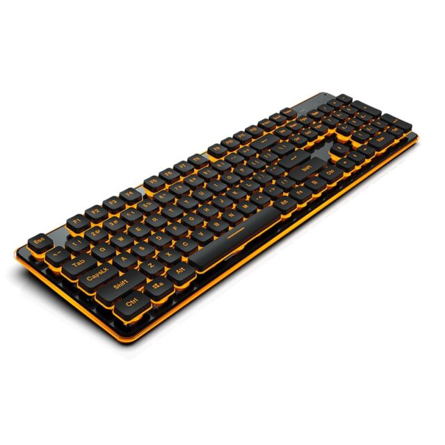 Gaming Keyboard Colorful LED Quiet Keyboard All-Metal Panel USB Wired