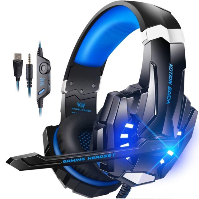 Gaming Headset Deep Bass Stereo Game Headphone with Microphone LED Light for PS4 Phone Laptop