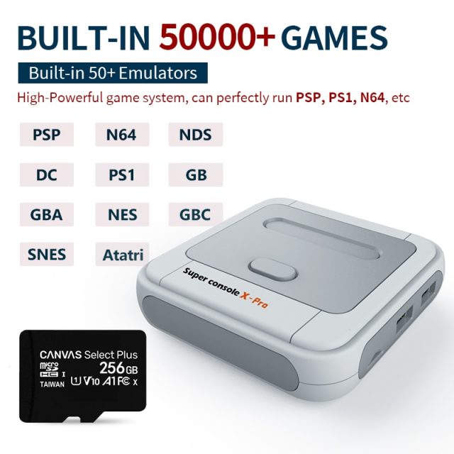 Super X Pro HD WiFi Mini TV Video Game PSP/PS1/N64/DC Built-in 50,000+ Games