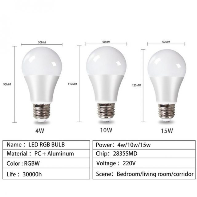 RGB Lamp Spotlight Bulb 4W 10W 15W IR Remote Control